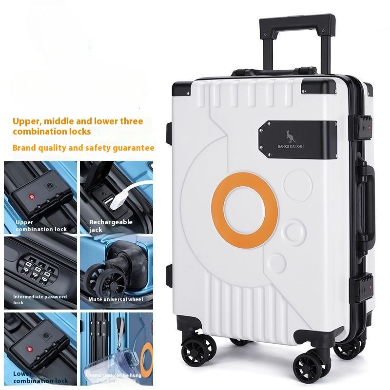 Durable luggage male student new pull bar box Female aluminum frame universal wheel 20 inch boarding password suitcase_voghion.com