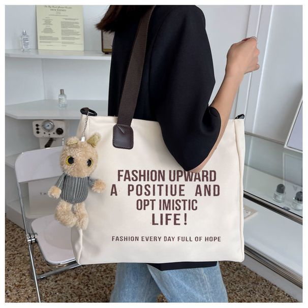 Canvas New Style For Female College Students, Class Book Tote Bag, Fashionable Large Capacity Crossbody Shoulder_voghion.com