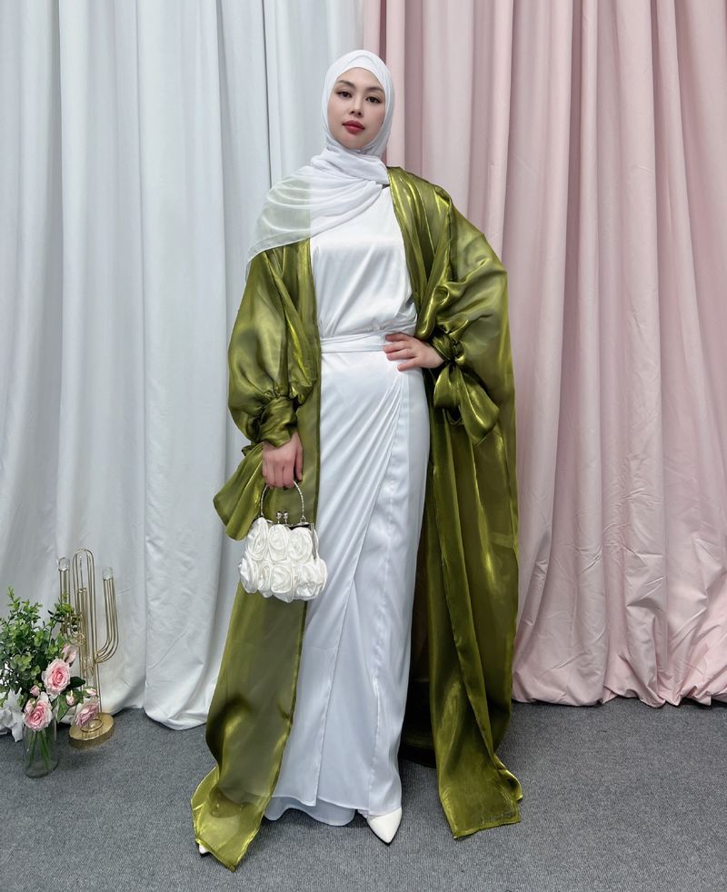 Women's Clothing Plus Size Dress Middle East Dubai Elegant Puff Sleeve Cardigan Long Dress_voghion.com