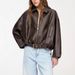 Vintage-Inspired Women's Faux Leather Bomber Jacket - Stylish Spring Casual Coat With Relaxed Fit (Black, Brown)_voghion.com
