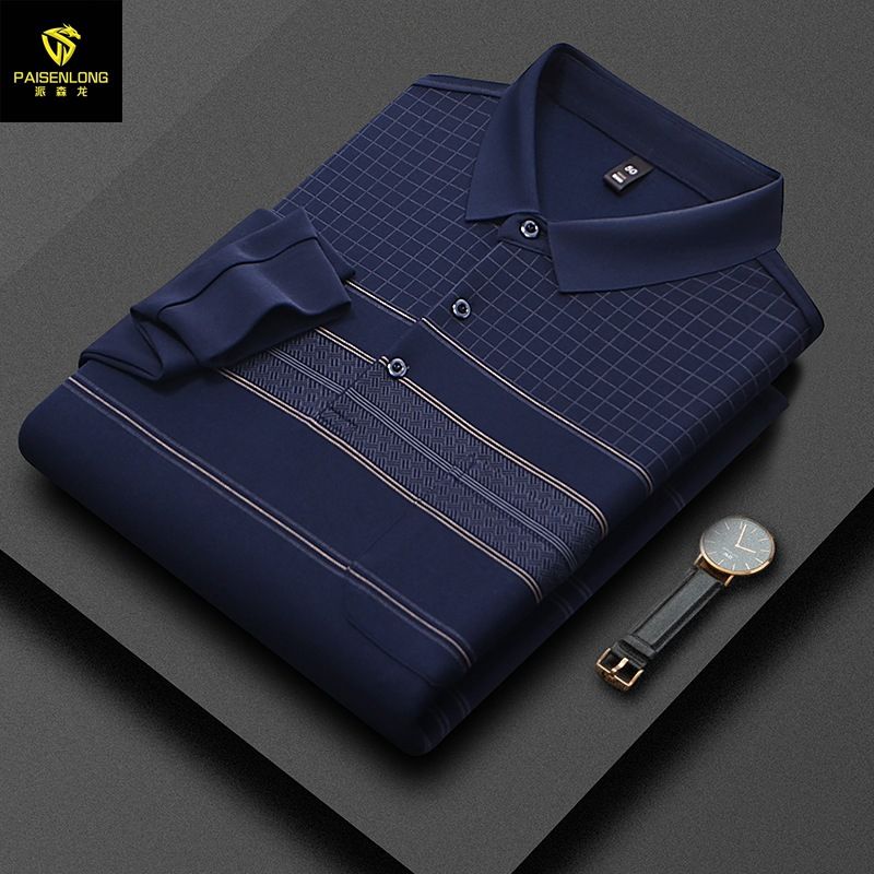 Polo a maniche lunghe con riscaldamento a infrarossi lontani per uomo, modello da papà, stile tascabile, taglia autunno e inverno 20F_voghion.com