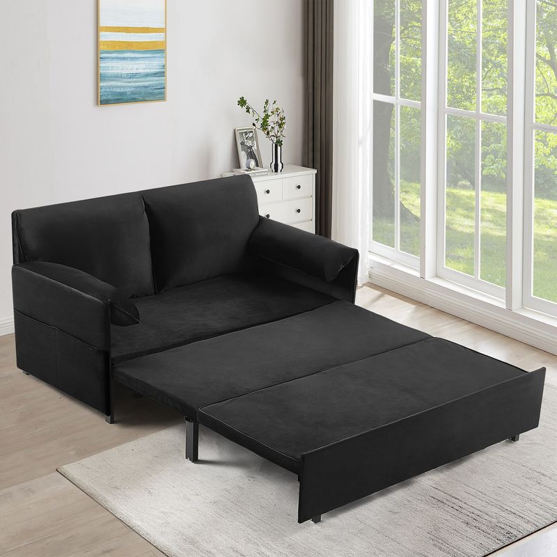 63inch Variable Sofa Bed With Double Armrest,
Black Velvet Fabric Sofa Bed,
Pull-down 80inch Comfortable Large Bed_voghion.com