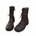 Women's Classic Riding Boots With Side Zipper & Lace-Up Detail - Genuine Leather Upper & Comfortable Rubber Sole - Versatile Low-Cut_voghion.com