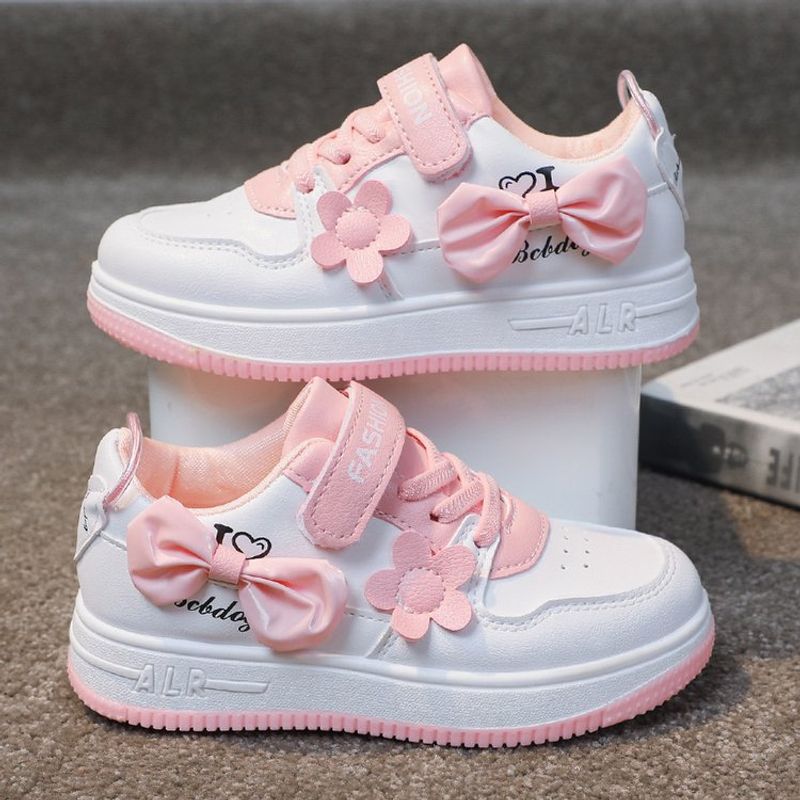 Mother&Kids Children's small white shoes girls flowers students casual sports shoes low top round head running shoes_voghion.com