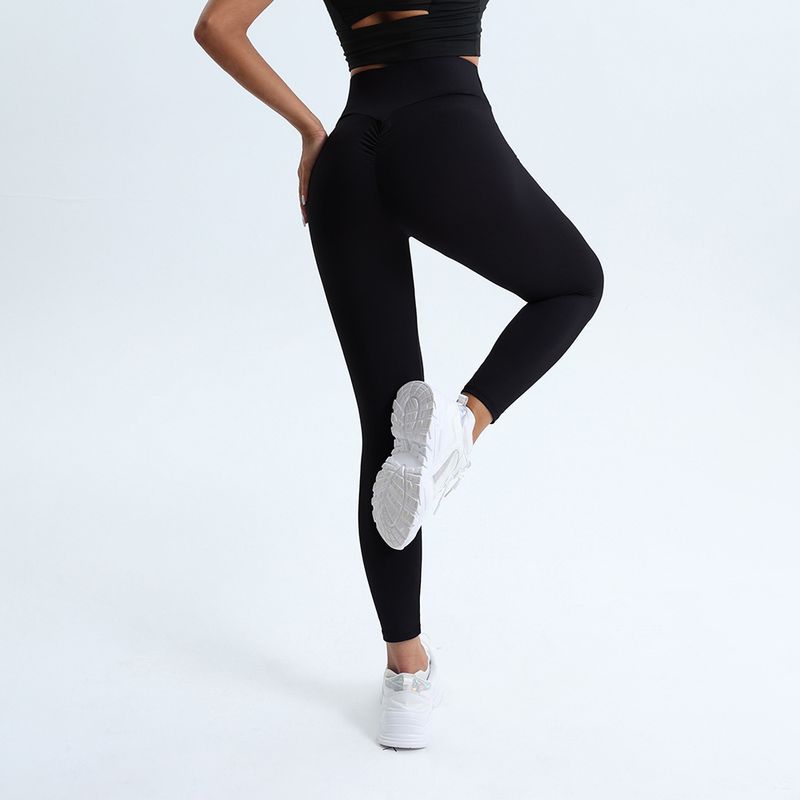 Women's Plus Size High Waist Ruched Brushed Breathable Casual Yoga Outdoor Nine-Tenths Length Tight Long Pants_voghion.com