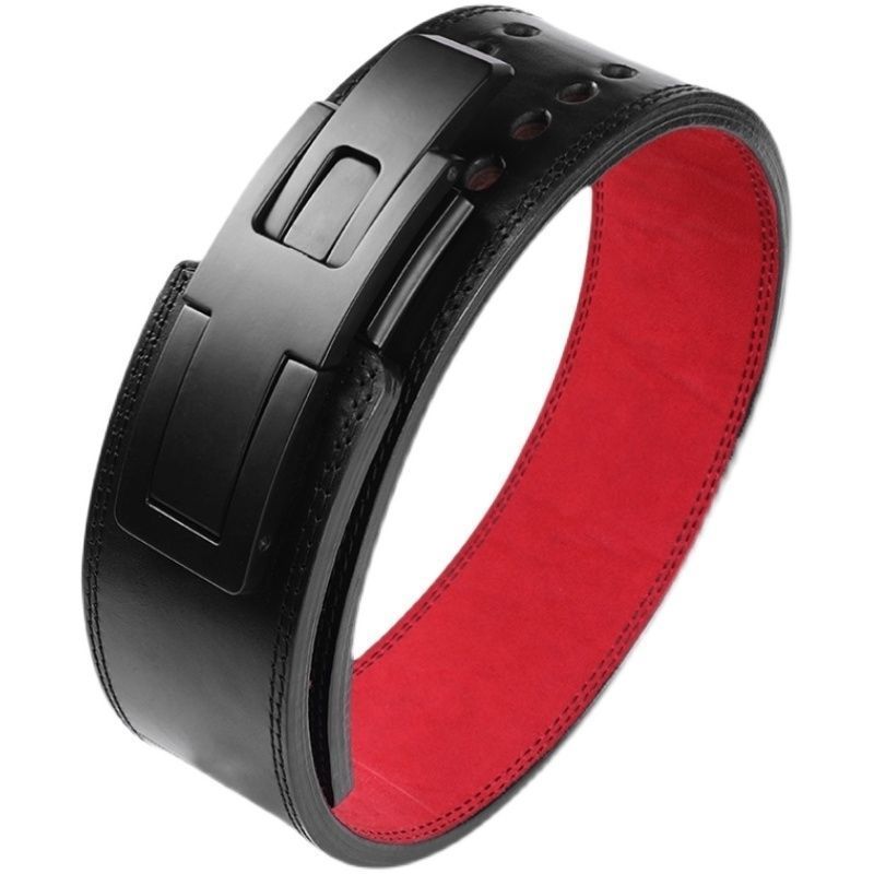 Cintura fitness da uomo in pelle bovina con fibbia a leva, di qualità professionale, per squat e stacchi da terra, con chiusura a scatto_voghion.com
