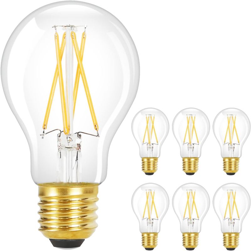 6 Stück Glühbirne E27 LED Warmweiß - A60 Leuchtmittel 4W 2700K Vintage Filament Glühlampe Birne Aus Glas Dekorative Nostalgie Energiesparlampe_voghion.com