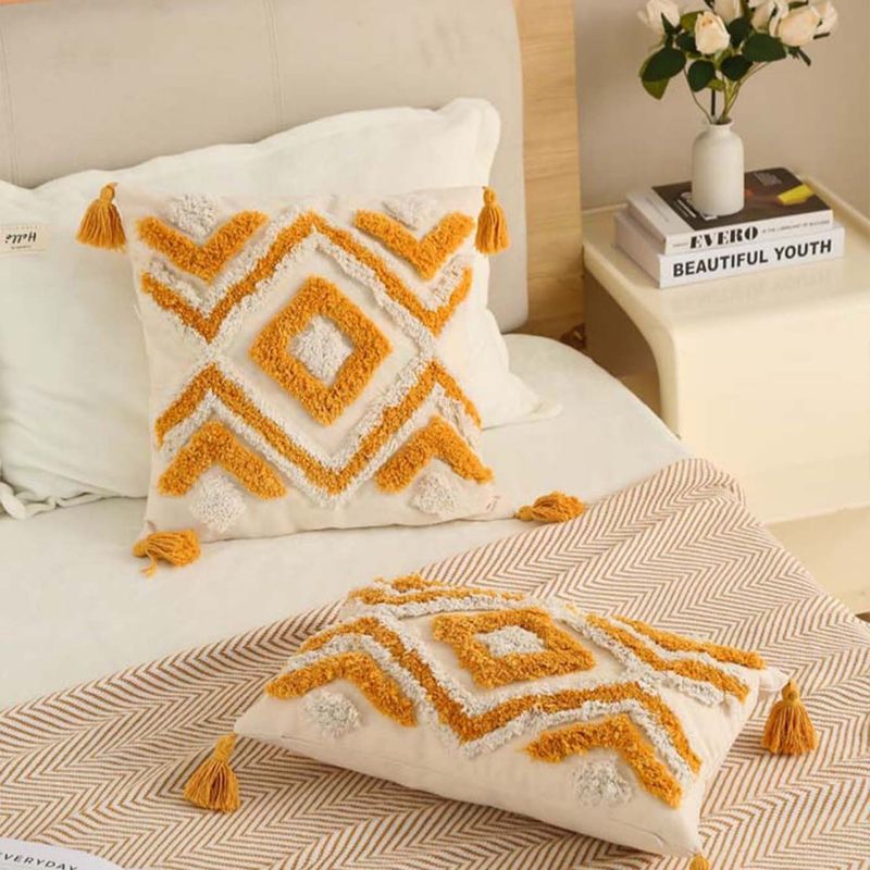 Strukturierter Kissenbezug mit Tufting-Effekt – Modernes geometrisches Muster, dekorativer Kissenbezug für Sofa, Bett und Fensterplatz_voghion.com