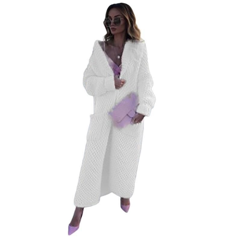 Winter-Revers-Strickjacke, Collage, einfarbig, lang, übergroß, Damen-Strickpullover_voghion.com