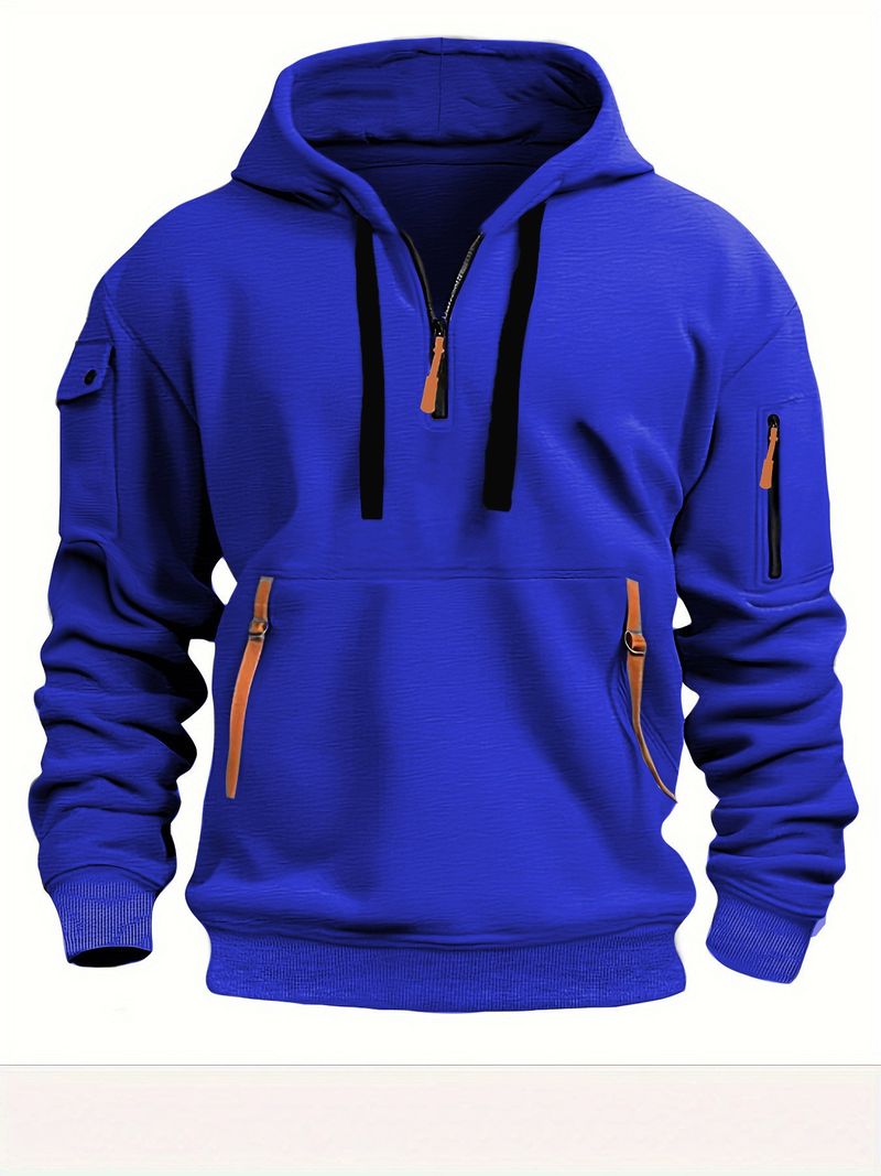 Uus sügistalvine kapuuts, kapuutsiga tõmblukuga dressipluus, mitme taskuga pullover, meeste spordi- ja vabaaja jope_voghion.com