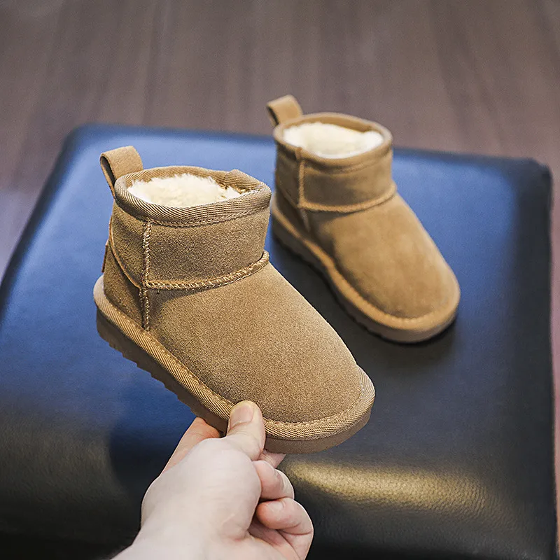 Baby Snow Boots Boys Cotton Shoes Winter Extra Fleece Warm Baby Shoes Real Leather Cotton Boots Girls Shoes_voghion.com