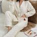 Autumn And Winter Cotton Lint Button Cardigan Cherry Print Women's Pajamas Loungewear Simple And Casual_voghion.com