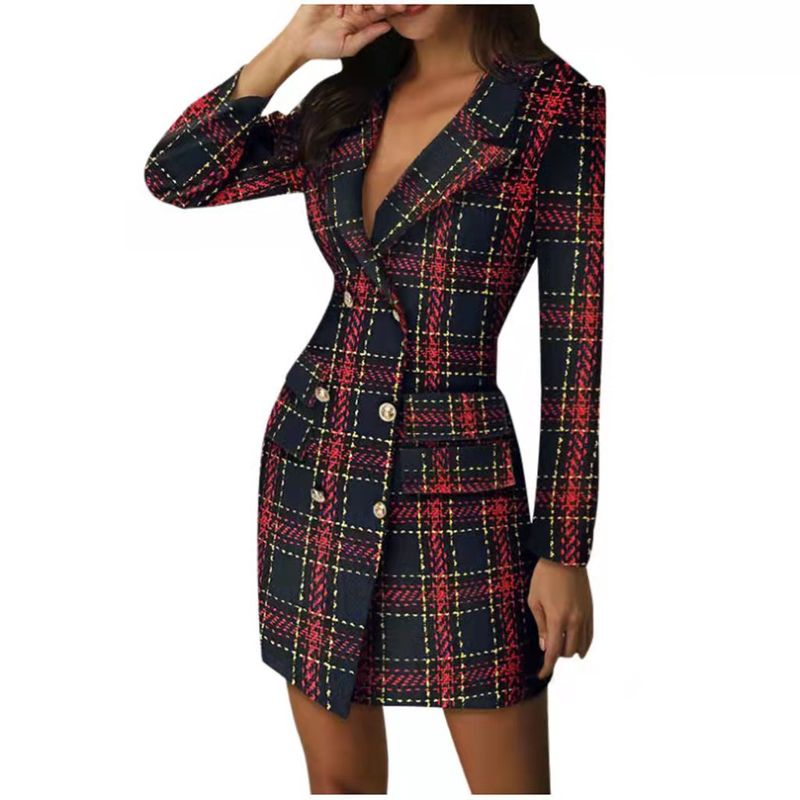 Women's Clothing Double Breasted Slim Sexy Suit Dress_voghion.com