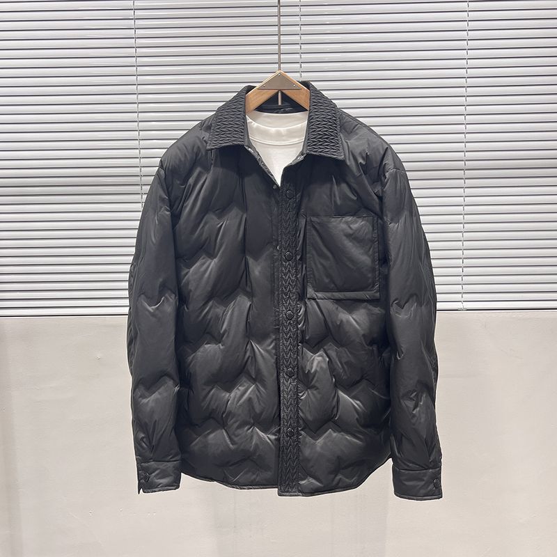 Abbigliamento maschile Nuovo Uomo Antifreddo Camicia in seta e cotone Modello spiga di grano Giuntura Piccolo risvolto Sottile Moda Uomo Giacca in seta e cotone_voghion.com