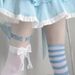 2025d Cosplay Anime JK Blau-weiß gestreifte Overknee-Socken für Frauen Y2K Dünne Waden-Langrohrsocken_voghion.com