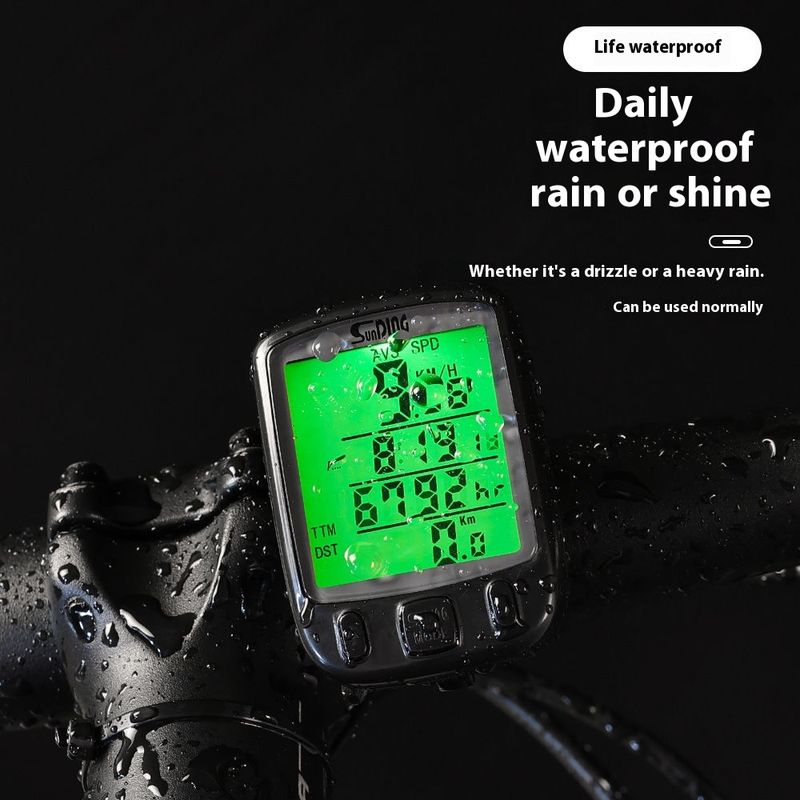24-Function Screen Shundong SD-563A Mountain Bike Bicycle Speedometer Green Night Light_voghion.com