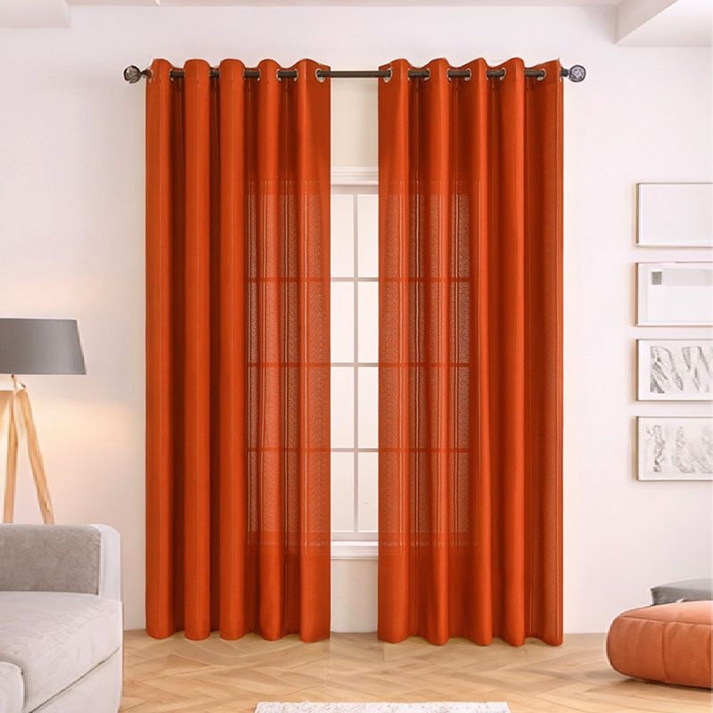 Linen Look Sheer Curtains For Living Room & Bedroom - Ready-Made Polyester Striped Window Scrim, Semi-Sheer (40-70% Light Filtering)_voghion.com