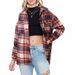 Shiying autumn new plaid shirt women's coat fashionable loose pocket long sleeved top women_voghion.com