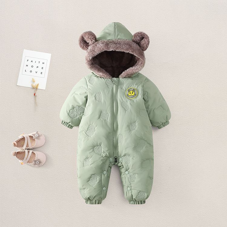 Children's Clothing Winter Newborn Plus Cotton Male And Female Baby Onesie Plus Fleece-padded Outerwear_voghion.com