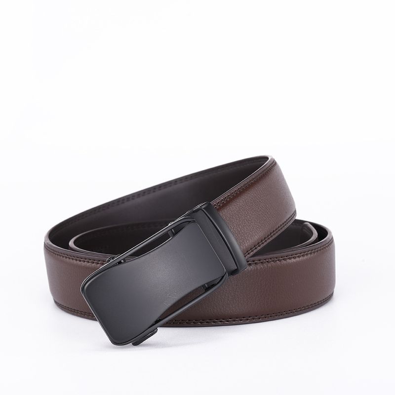 Men's Two-Layer Genuine Cowhide Leather Belt With Automatic Buckle - Soft & Durable_voghion.com