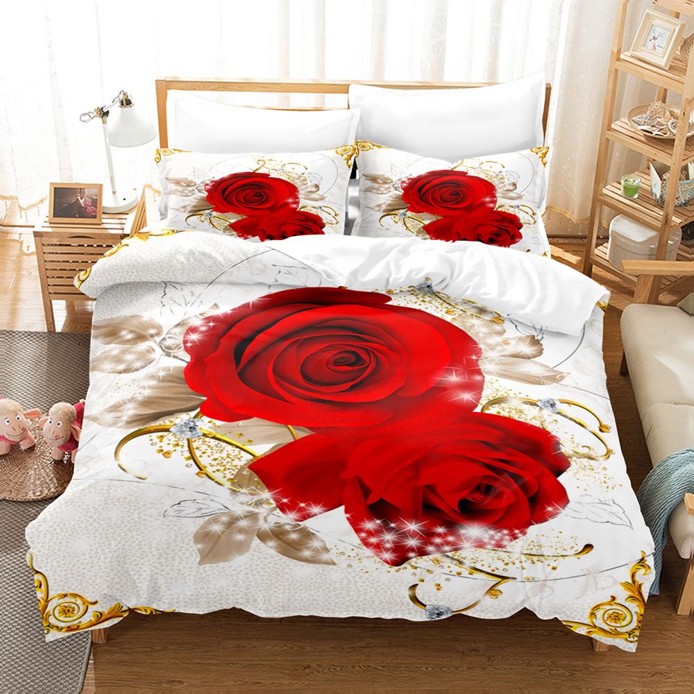Flower 3-piece Set - Includes 1 Duvet Cover And 2 Pillowcases, Made Of Soft And Breathable Polyester Fiber, Providing A Comfortable Experience_voghion.com