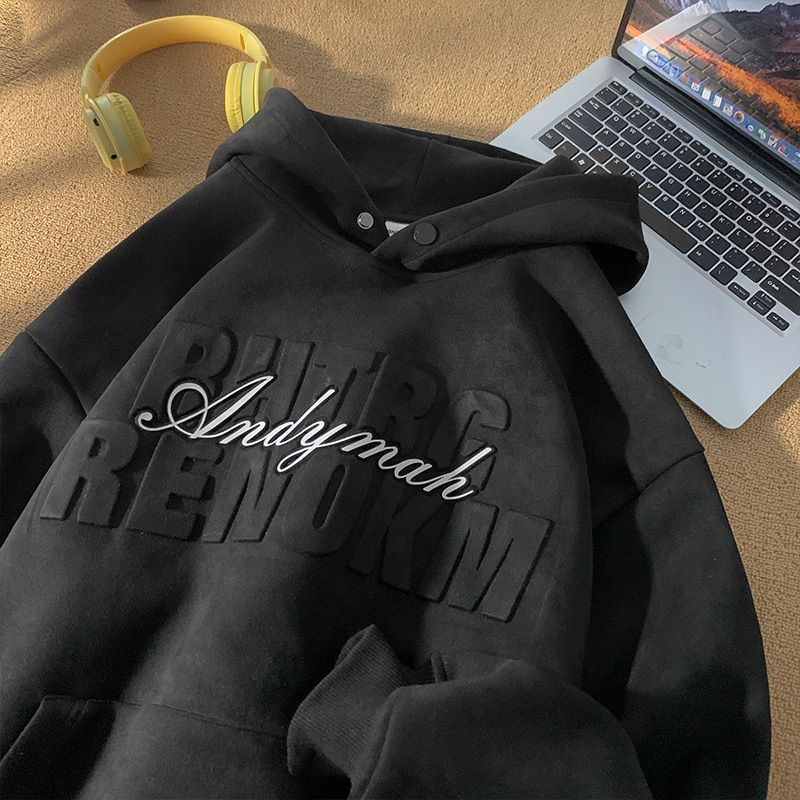 Men's Clothing Suede heavyweight sweatshirt for men, new autumn style retro trendy brand design niche casual hooded jacket_voghion.com