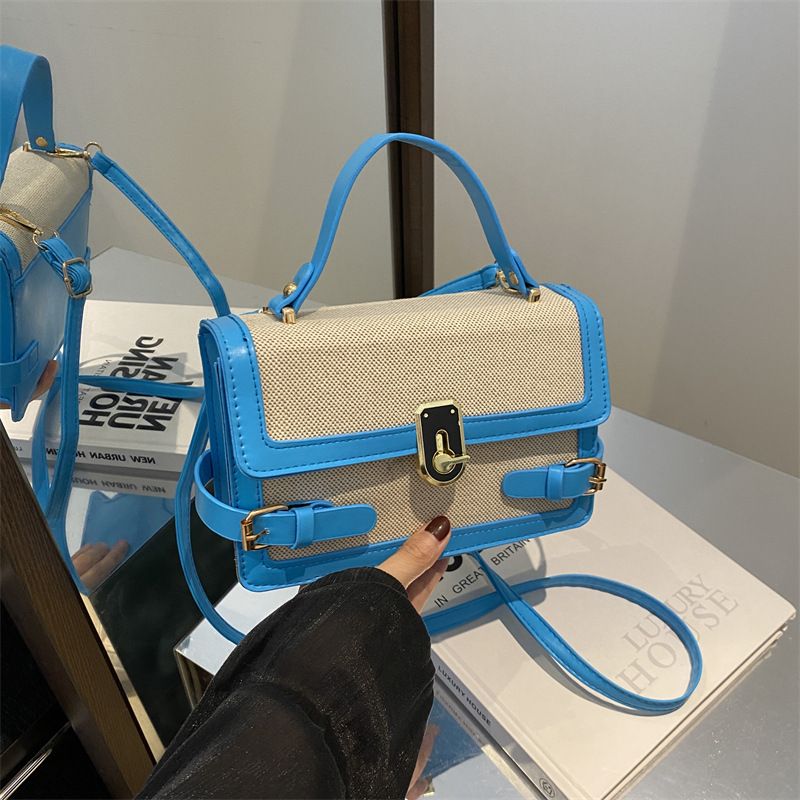 Damen Kontrastfarbe Stilvolle Ins Hand Held Single Shoulder Crossbody Kleine quadratische Tasche_voghion.com
