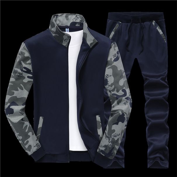 İlkbahar ve Sonbahar Erkek Trend Günlük Uzun Kollu Spor Giyim İki Parçalı Takım Wish_voghion.com