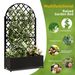 round Metal Planter Box With Trellis Raised Garden Bed With 4 WheelsTrellis & Privacy Screen For Climbing Plants, Vegetables, Vines_voghion.com