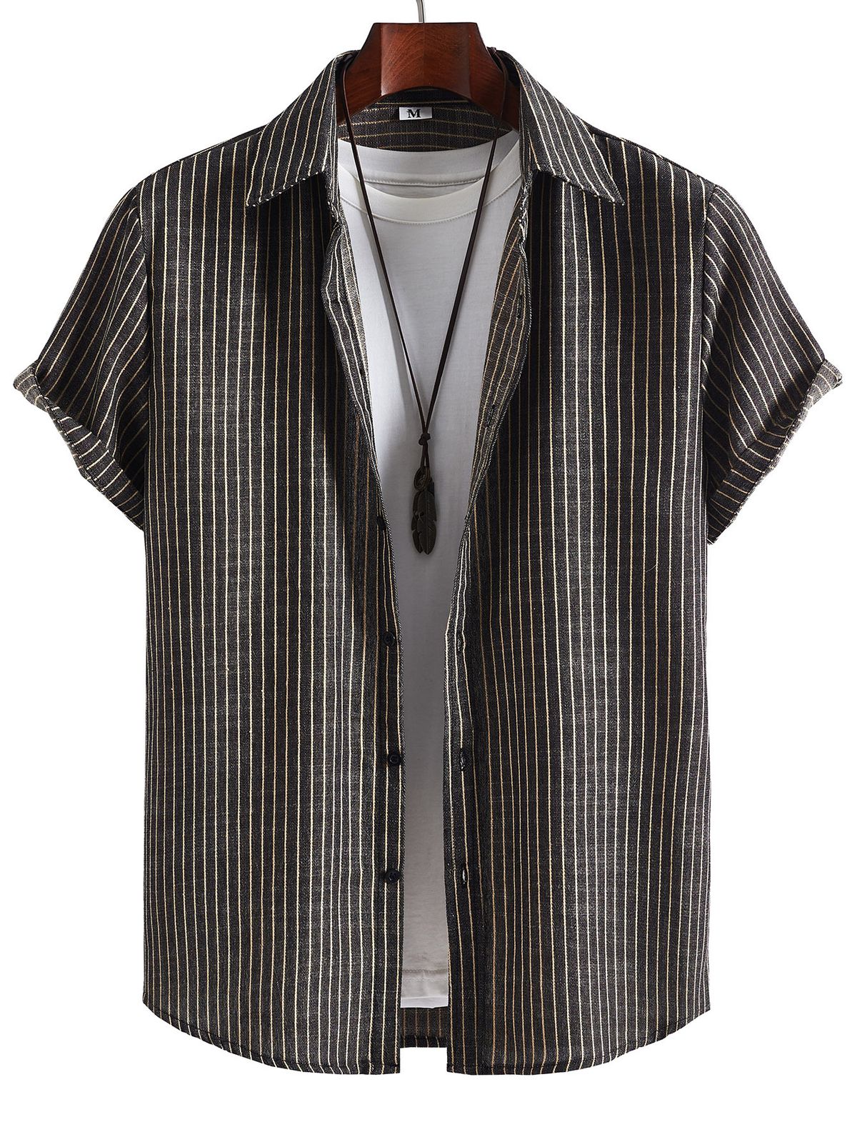 Casual Business Striped Shirt Men's Summer Short Sleeve Shirt_voghion.com