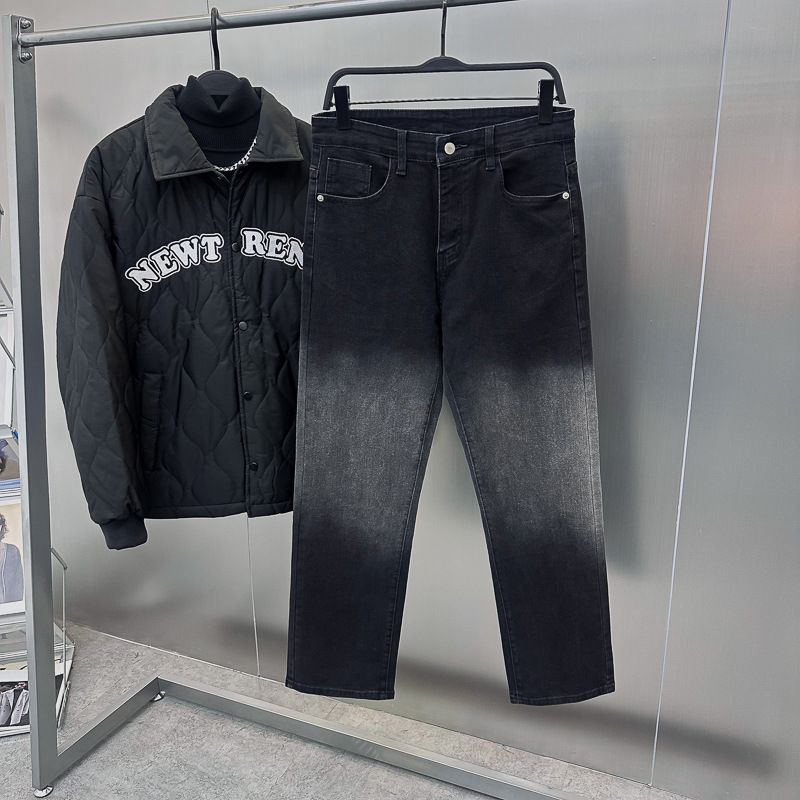 Abbigliamento maschile Jeans dritti da uomo lavati autunnali con gradiente vecchio stile pantaloni da uomo tendenza moda BAHAE4199_voghion.com