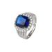 Anello da donna alla moda, con quattro griffe, zirconi e smeraldi, grande blu da 5 carati_voghion.com