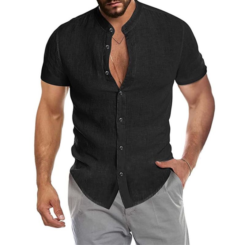 Linen Shirt Men Brief Breathable Comfy Solid Color Long Sleeve Loose Harajuku Casual Blouse Hawaiian Shirt Camisa Masculina 2025_voghion.com