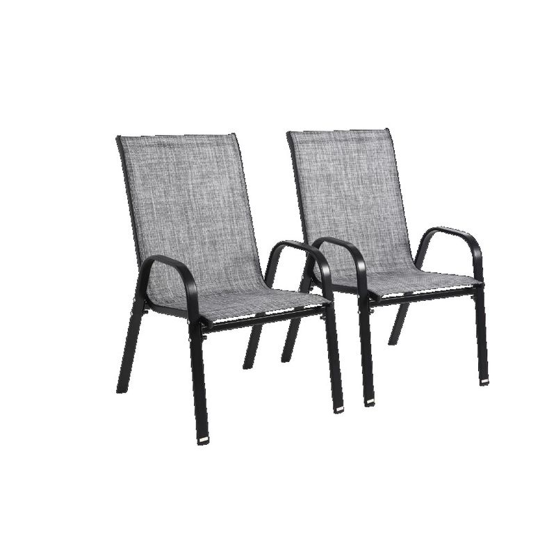 Patio High Chairs, Set Camping Breathable With Fabric, Piece Of Backres With Outdoor Garden Chairs Armrest 2 Textilene Chairs 2_voghion.com