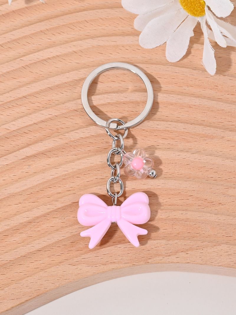 Pingente de bolsa doce com laço de flor rosa, mais vendido, chaveiro criativo, acessórios faça você mesmo_voghion.com