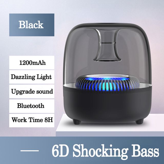 Echter kabelloser Stereolautsprecher mit transparentem Design, atmendem LED-Licht, 52-mm-Lautsprechern, TWS Bluetooth 5.0, TF-Karte und FM-Audio_voghion.com