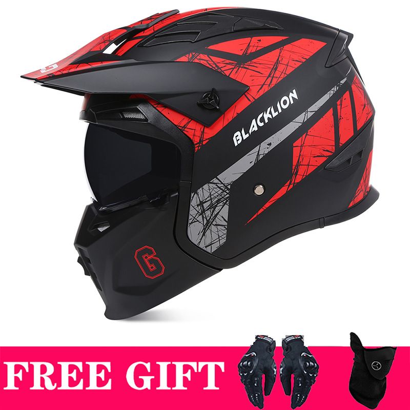 Capacete de motocicleta Capacete completo adulto capacete combinado destacável quatro estações uso geral equitação Meio capacete_voghion.com