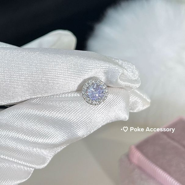 Special Lavender Color Sparkling Small Light Bulb Full Diamond Ear Bone Stud 316L Titanium Steel Non-removable_voghion.com