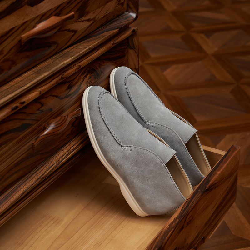 Men’s Shoes Lightweight And Comfortable Men's Leather Boots One Step Lazy Soft Soled LP Boots, British Business Casual Suede High Top Leather Shoes_voghion.com