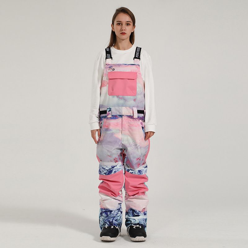 Unisex Waterproof Ski Bib Pants – Windproof & Breathable Snow Overalls For Men & Women (Color Block Design)_voghion.com