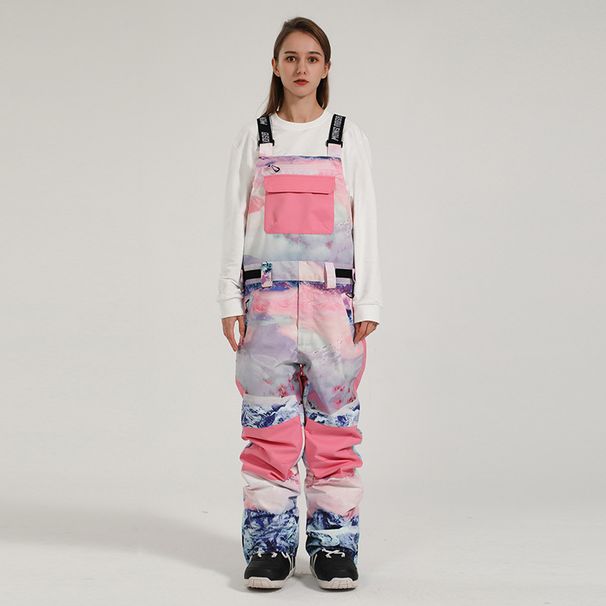 Unisex Waterproof Ski Bib Pants – Windproof & Breathable Snow Overalls For Men & Women (Color Block Design)_voghion.com