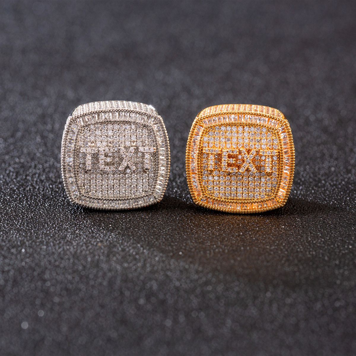Cross-Border Source European And American Hip-Hop Micro-Inlaid Zircon DIY English Name Ring Personalized Creative Open_voghion.com