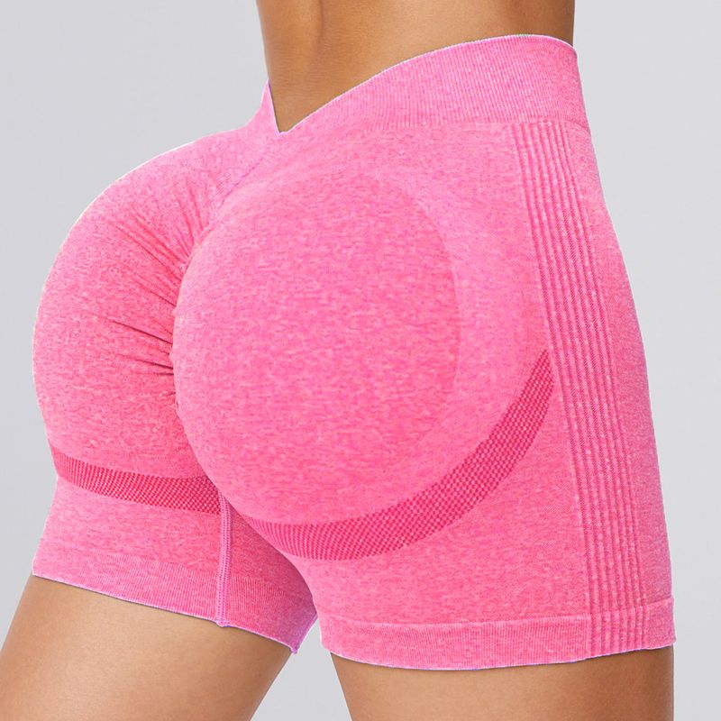 Women's Clothing New V Waist Peach Hip Shorts Seamless Yoga Pants Fitness Pants Running Sports Three Quarter Pants Women_voghion.com
