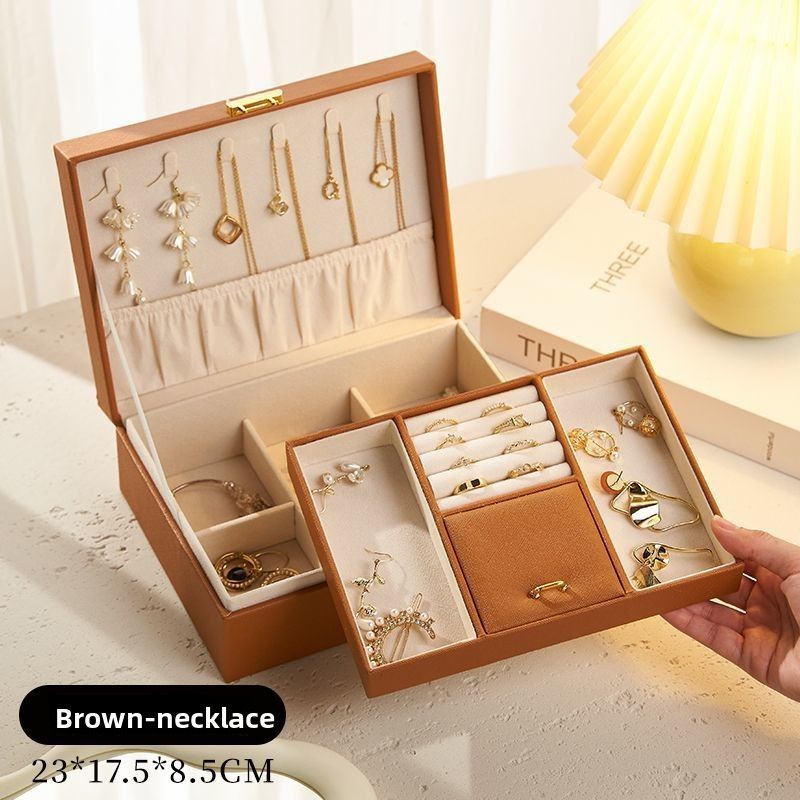 New Multifunctional Large Capacity Storage Exquisite European Style Anti-Oxidation Double-Layer Lockable Jewelry Box_voghion.com