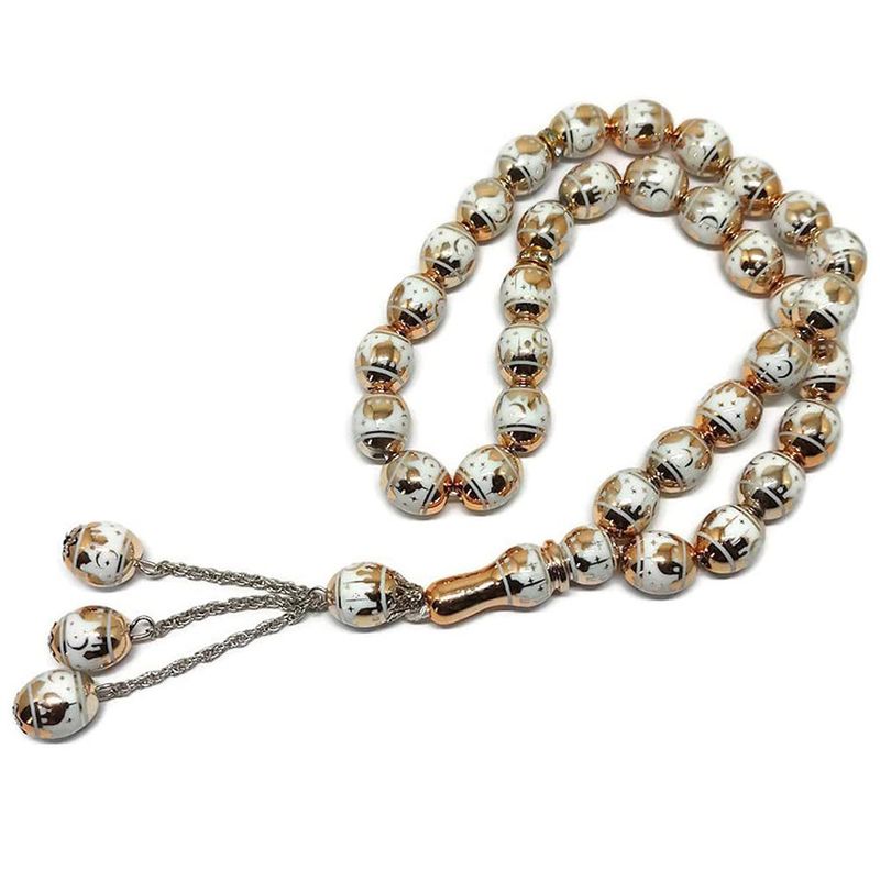 Muslim 33 oval laser Islamic architectural pattern prayer beads supply Arabic prayer beads manufacturer batch Prayer beads_voghion.com