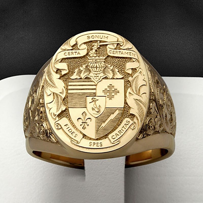Zhenrong Plated Carved Godfather Ring, Premium Men's Engagement Wedding Ring_voghion.com