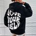 New Women's Fleece Hoodie With Letter Print On Back_voghion.com