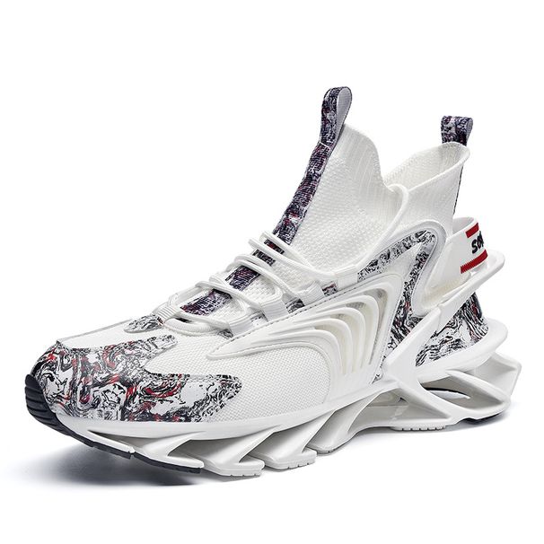 Oberbekleidung für vier Jahreszeiten: Atmungsaktive Flyknit Blade-Jugendschuhe mit hohem Schaft und Schnürung, lässige Einzelschuhe, sportliche, modische Sockenmündung_voghion.com