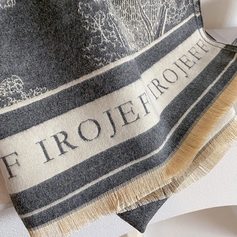 Écharpe en cachemire à motif de paysage pour bureau pour femme, chambre climatisée, longue écharpe tendance épaisse et chaude_voghion.com