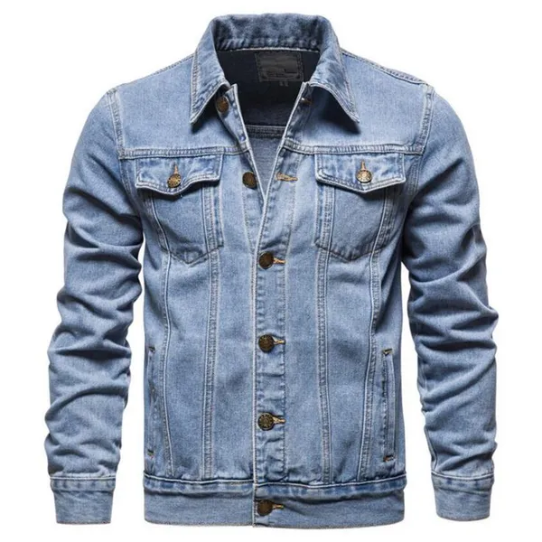 Designer Denimjakke til mænd Mærke Outwear Efterår Windbreaker Blå Casual Bomberjakker Modejeans Frakke str. 5XL_voghion.com